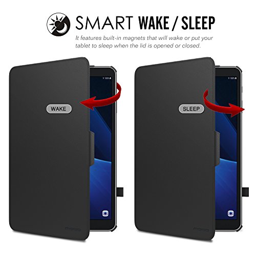 MoKo Samsung Galaxy Tab A 10.1 Hülle – MoKo Slim-Fit PU Leder Schutzhülle Smart Case mit Stift-Schleife / Standfunktion und Auto Sleep / Wake Up Funktion für Samsung Galaxy Tab A 10.1 Zoll (2016) Wi-Fi/ LTE T580N / T585N Tablet-PC, Schwarz - 5