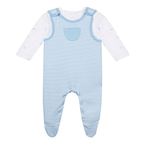 Bluezoo Kids Babies Pale Blue Soft Dungarees And Bodysuit Set 3-6 Months