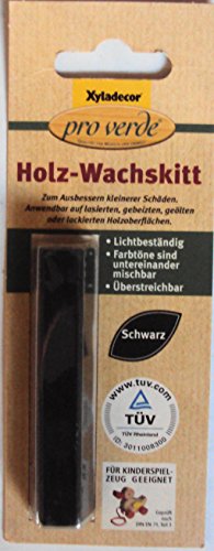 Xyladecor Pro Verde Holz-Wachskitt , Schwarz / Zum Ausbessern von Laminat u. Holzoberflächen / Anwendbar auf lasierten, lackierten, gebeizten u. geölten Oberflächen / lichtbeständig u. überstreichbar / Geprüft nach DIN EN 71, Teil 3 /