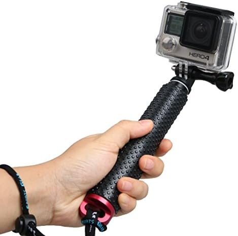 LENDOO Extendable Go Pro Pole - Adjustable Selfie Stick Holder Waterproof Monopod For Gopro Hero 4, Hero+ LCD, 3+, 3, 2, 1, Sj4000 and Sj5000 Cameras Sports DVR (Red)