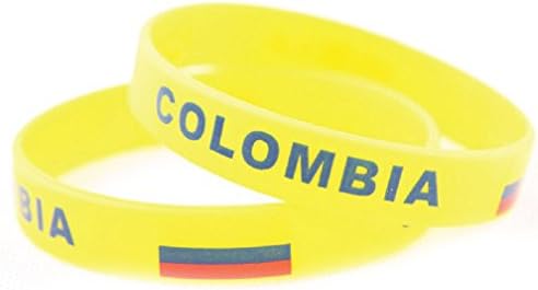 Fifa Worldcup Silicone Soccer Fans Wristbands with Colombia Natioanal Flag a Pair