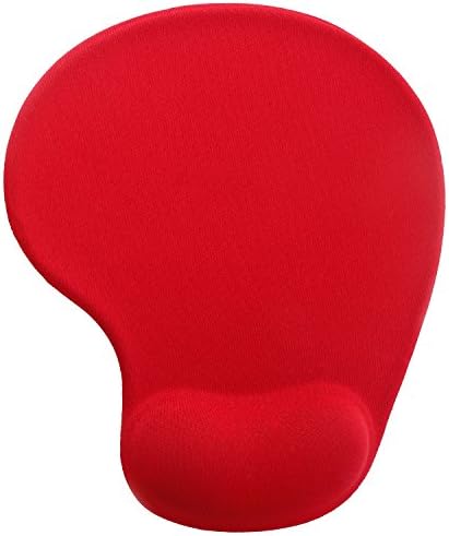 Mouse pad gel-filled wrist rest - Tres Lobos（2017 new design） mouse mat with soft gel-filled wrist rest support, non-slip rubber base, Optimized thin surface, Including two sizes, four color, for PC, Mac, Laptop, Office &amp; Gaming, Comfortable &amp; Lightweight, 24-hour customer support (Red)
