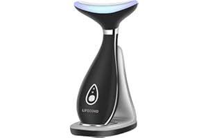 LIFECOKO Massager per viso elettrico Antirughe, massaggiatore di bellezza per il viso e il collo, Massager del dispositivo tonificante per il, Ricaricabile USB portatile (nero)