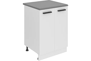 B BELINI GROUP BELINI - Mobile basso con piano di lavoro SD13 - Cucina 51,6 x 60 x 85 cm - 2 ante - Bianco opaco