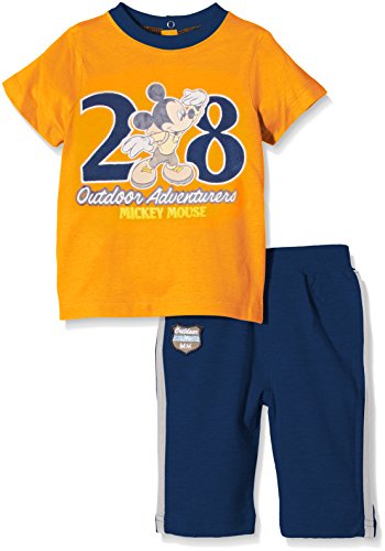 Disney Baby-Boys Mickey Short Sleeve Bodysuit (pack of 2), Orange (Paprika/Nautical/Light Grey Melange), 0-6 Months (Manufacturer Size:6 Months)
