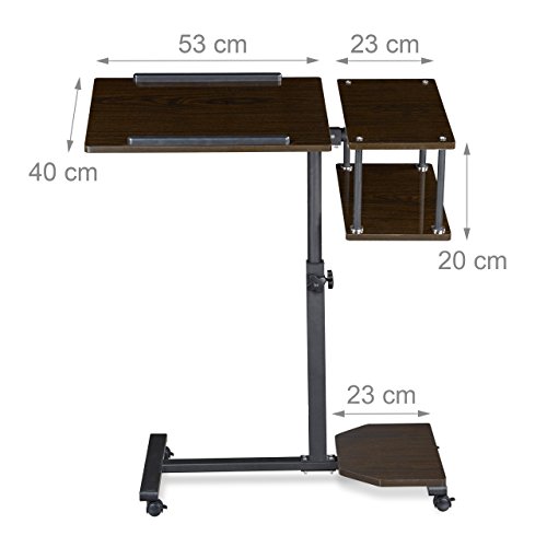 Relaxdays Laptoptisch höhenverstellbar XL HBT: 100 x 77 x 40 cm Großer Notebook Tisch als Sofatisch und Beistelltisch mit 4 bremsbaren Rollen für Tablet mit Mouse Ablage und Antirutsch-Leiste, schwarz - 4