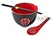 Produktbild DOPPELGLÜCK [ schwarz/rot ] Suppen-/Nudel-/Reisschale + Essstäbchen / Soba Bowl + Löffel