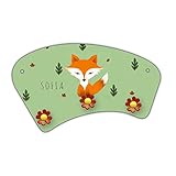 Wand-Garderobe mit Namen Sofia und schönem Motiv mit Fuchs im Aquarell-Stil zur Einschulung für Mädchen - Garderobe für Kinder - Wandgarderobe