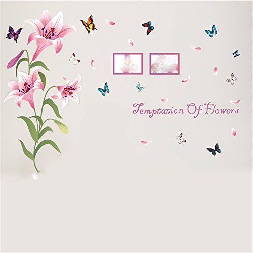 XJKLFJSIU Lily Bedroom Wall Stickers Living Room Tv Sofa Background Wall Stickers Restaurant Stickers, Pink