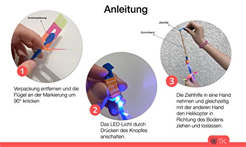 10x LED Helikopter Shoot Mitgebsel, Fluggerät, Hubschrauber, Schleuder, LED shooter , Kinderspielzeug , LED Rakete für Jungen und Mädchen / Kindergeburtstag / Party / Scherzartikel - 5
