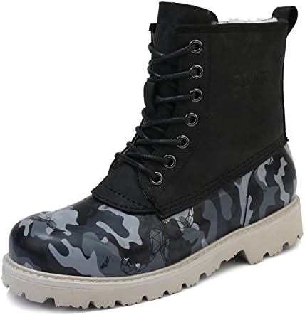 DOWTO Men's Camouflage Waterproof Leather Thickened Wool Lining Cold Weather Snow Boot