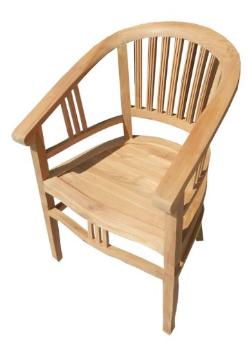 XXS® Möbel Gartensessel mit Armlehne, massives Teak-Holz, angenehmer Sitzkomfort, pflegeleichte Oberfläche, mehrfach geschliffen, natürliches Design [521464]