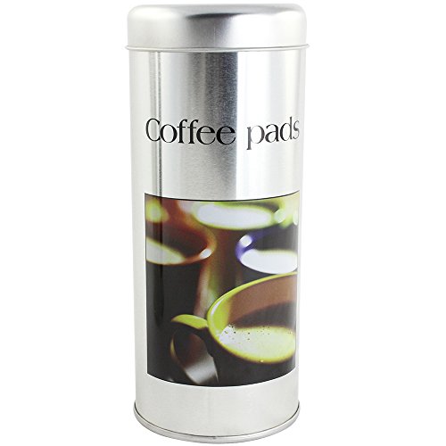 COM-FOUR® 4x Kaffeepad-Dose, Dekodose, verschiedene Dekore, Aufbewahrungsbehälter für Kaffeepads (4 Stück – Set 2) - 4