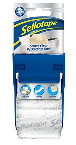 3 X Sellotape Super Clear Parcel Tape 48mmx20m and Dispenser Ref 1766000 [6 Rolls]
