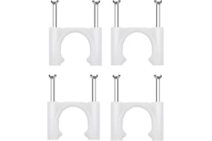 FEEIMOL Fermacavo con Chiodo Fermacavi Rotondi Fermacavi Muro per Fissaggio di Cavi 32mm, 25 Pezzi