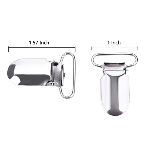 Tenn Well Schnuller Hosenträger Clips, 30 Stück 2,5 cm Schnullerclip Metall für Lätzchen (Silbern) - 4