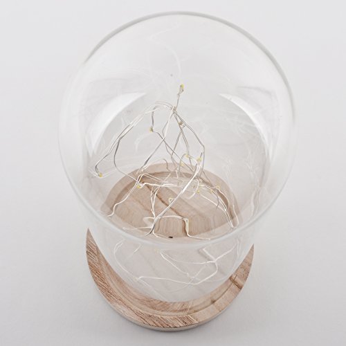 Glocke LED Deko Objekt Holz Glas natur klar Xmas Weihnachten Beleuchtung (24x12x12cm) - 2