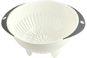 HAADI Plastic Colander & Food Strainers with Silicone Handle Deep Collapsible Pasta, Vegetable Sieve Multifunctional Kitchen Mesh Fruit Drain Basket -Dishwasher Safe