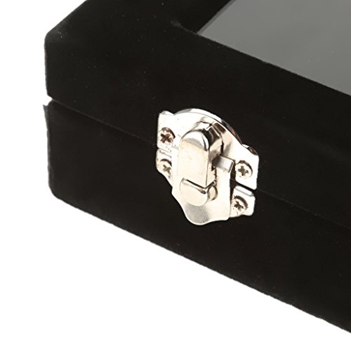 24 Raster Samt verspiegelt Jewelry Display Box Ringe Ohrringe Halskette Nail Art Organizer Fall – Rose Rot/Schwarz – Schwarz, Eine Größe schwarz - 3