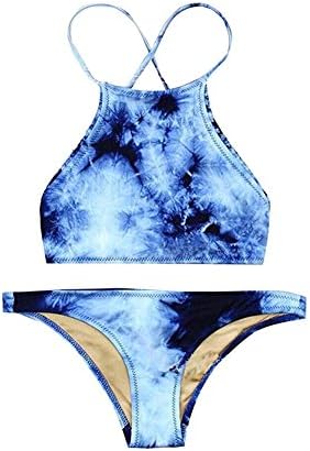 Nuohan Women Tie Dye Bandage Push up Padded Bikini Set with Side-tie Bottom (S, 02)