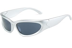 LJCZKA Lunette de Soleil Enveloppantes y2k Homme Femme - Lunettes de Soleil Futuriste Ovale lunettes de cyclisme vélo sport de Protection UV