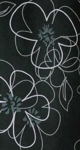 Übergardine Kräuselband anthrazit Whitney Gardine blickdicht Blumenmuster Flower Power Vorhang B/H ca. 140×245 cm #331 (anthrazit mit grau, Übergardine Blickdicht Kräuselband) - 3
