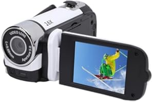 ASIXXSIX Kamera Wideo z 16 Zoomem Cyfrowym, Ekranem 2,4 Cala i Rozdzielczością 1080P. Rejestrator Wideo o Rozdzielczości 16MP ze światłem Wypełniającym, obsługą Selfie i Mikrofonu (WHITE)