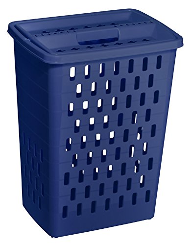 Rotho 1770806149 Wäschesammler Sunshine aus Kunststoff (PP), Inhalt ca. 40 l, ca. 40 x 30 x 52 cm (LxBxH), blau