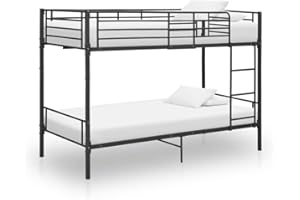 Hommdiy Etagenbett Metall 90×200 cm,Es gibt Schutzgeländer,Zugangsleitern (Schwarz)