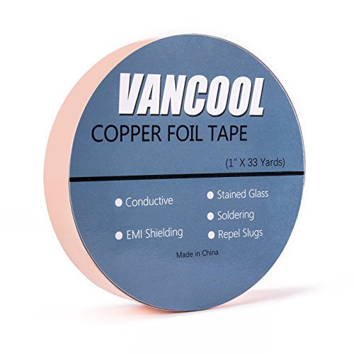 Vancool  25mm  30m  Cinta de cobre adhesiva Conductivo Para Guitarra  Slug Repellent vidrieras  EMI Blindaje