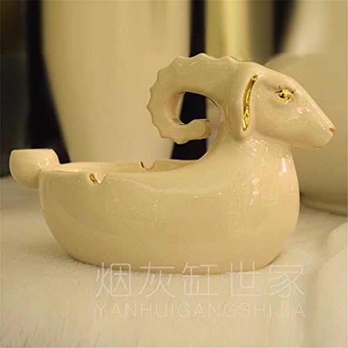 European ashtray creative ceramic ashtray practical with a large ashtray tank, rice white