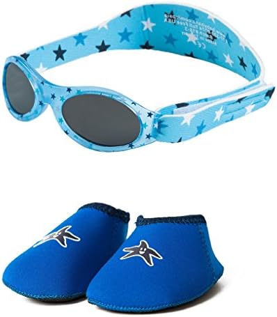 Yoccoes BabyBanz Dooky Blue Stars Sunglasses and Shore Feet Baby Shoes Age 0-24 Months Combo Pack Blue (M, 12-18 Months, Shoe Size UK C3.5-5, EU 19.5-22)