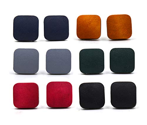 Aashya Mayro Combo Of 6 Pairs of Trendy Wooden, Square Shape Stud earring For Regular, Office Wear, Valentine, Birthday Gift For Women Girls