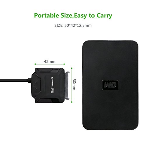 UGREEN USB 2.0 auf SATA Adapter Kabel Konverter für 2,5″/3,5″ Laufwerke HDD/SSD mit 12V/2A EU Netzadapter - 6