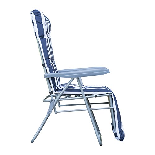 Outsunny 2 x Klappstühle Gartenstuhl Sonnenliege Armlehne klappbar 5 Positionen Auflage, blau, 58x90x110 cm, 01-0712 - 