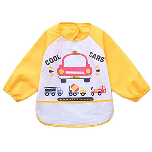Lovely Waterproof Baby Feeding Clothes Long-sleeved Baby Bibs Car