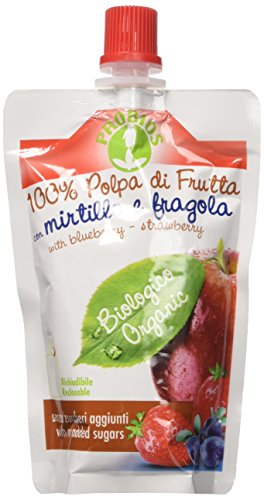 Probios Polpa Mela Mirtillo e Fragola Doypack Bio - Confezione da 18 x 100 g