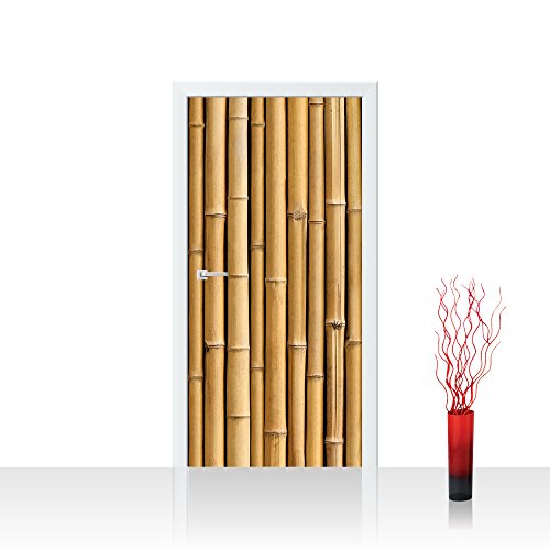 Preisvergleich Produktbild Türtapete selbstklebend 100x211 cm PREMIUM PLUS Tür Fototapete Türposter Türpanel Foto Tapete Bild - GOLDEN BAMBOO - Bambuswald Bambus Wald Asien Asia Baum Bamboo Way Bambusweg Holzoptik - no. 083