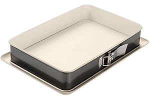 DR.OETKER Dr. Oetker Molde Desmontable Rectangular con Base Antigoteo, Acero Reforzado con Cerámica, Antiadherente y Resistente hasta 230ºC, 42x29x7cm, Antifugas, Color Crema y Gris, 38x25x7 cm, 1 ud.