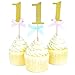 Produktbild 20 Stück ersten Geburtstag Cupcake Topper 1. Junge Mädchen Geburtstag Party Dekorationen I Am One 1 Jahr blau rosa Schleife Gold Karton Kuchen Topper