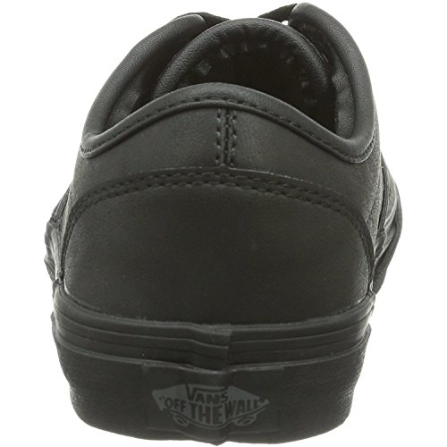 vans black leather school shoes
