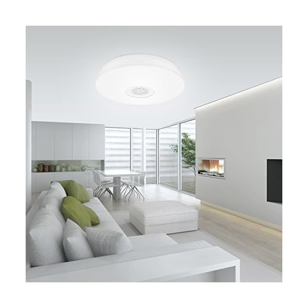 LE 24W LED Ceiling Lights with Bluetooth Speaker Smartphone APP Dimmable 405MM Music Lamp RGBW Color Temperature Adjustable 1500lm 180W Incandescent/50W Fluorescent Equivalent Round Flush Mount Light Ceiling Light Fixture - Image 6