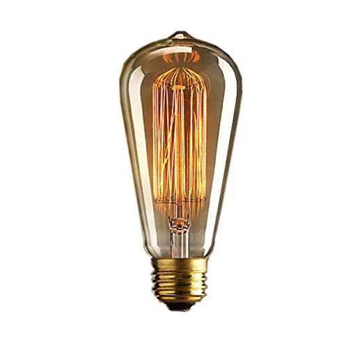 DDLBiz 1x bombilla retro pasado de moda del estilo de Edison E27 ST64 19 anclas 40W 220V - jaula de ardilla filamento de tungsteno de vidrio antiguo de la lámpara
