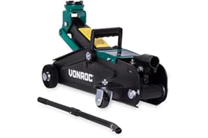 VONROC Trolley Jack – Car Jack - 2 tonnes – Portable Trolley – Max. 33 cm – heavy duty trolley - Incl. Long Lift Rod