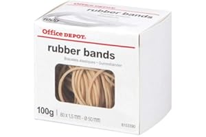 IDMENAGE OFFICE DEPOT LOT DE 100 ELASTIQUES EN CAOUTCHOUC NATUREL E 80 X 1.5 MM 50 MM