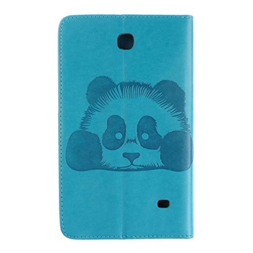 Etsue Kunstleder Schutzhülle für Samsung Galaxy Tab 4 7.0 Zoll SM-T230 Leder Tasche Bookstyle Hülle Flip Case Wallet Cover,Retro Vintage Niedlich Panda Muster Schutz Hülle Etui Schale Weich TPU Innere mit Magnetverschluss Standfunktion Kartenfächer für Samsung Galaxy Tab 4 7.0 Zoll SM-T230 + 1x Glitzer Staub Stecker + 1x Blau Eingabestift-Panda,Blau - 2