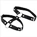 Produktbild BOLAWOO-77 Mode Verstellbare Elastische Harness Leder Reihen Bein 2 Strumpfband Mode Marken Punk Gothic Oberschenkel Ring Stocking Strumpfband (Color : Schwarz, Size : One Size)