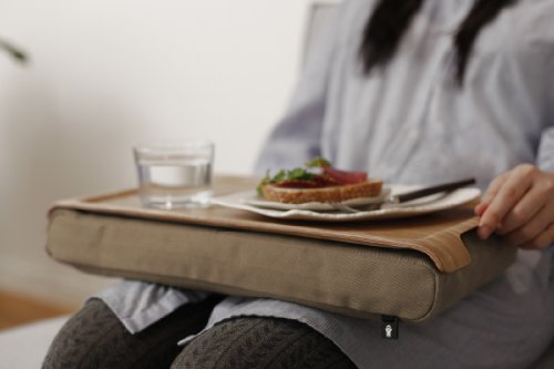 BOSIGN „Mini“Laptray Laptop Kissen Notbooktisch Kissen mit Tisch Knietablett für Ihr Laptop, matt gummierte Oberfläche, Anti-Slip – in Natur Sandfarbend - 3