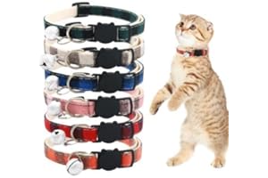 HDKAJL 6 Uds Collares de Gatito, Collares de Gato de Liberación Rápida, Ajustables de 19-32CM con Cascabeles, Adecuados para Todos Los Gatos Domésticos, Cachorros, Perros Pequeños y Medianos