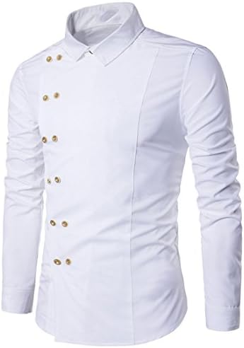 Sichyuan Stylish Men's Long Sleeve Turn-Down Collar t-Shirt Casual Sweatshirt ,Slim Fit Double Breasted Button Down Dress Shirts.